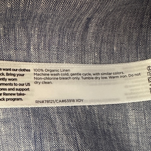 Eileen Fisher Organic Linen Blue Button Down Shirt - Picture 8 of 8